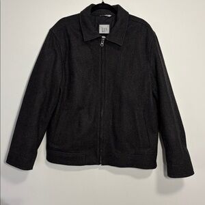 Gap Wool Blend Front Zip Jacket Charcoal Size Large
